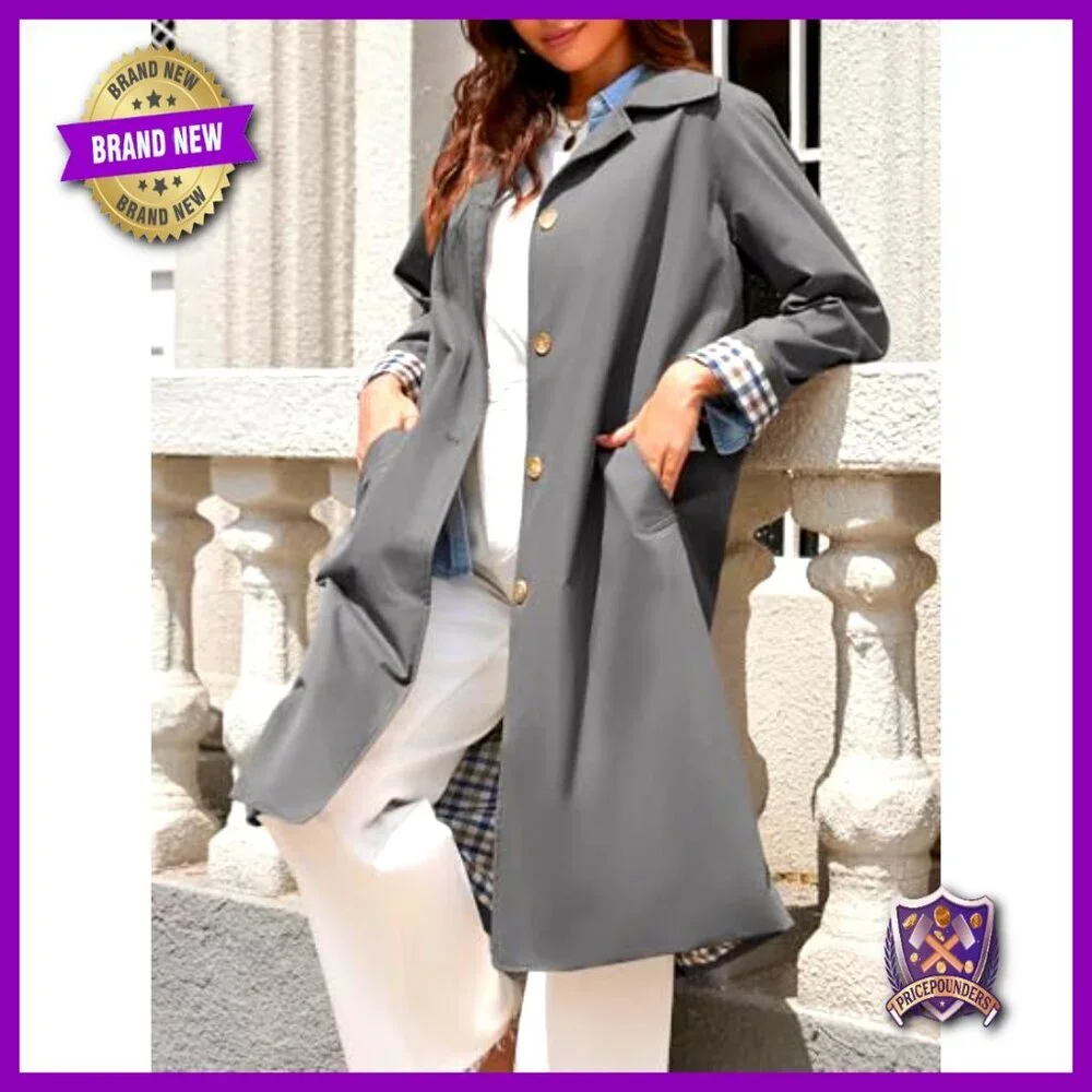 Oversized Trench Coat Windproof Classic Elegant Minimal Chic Outerwear Long